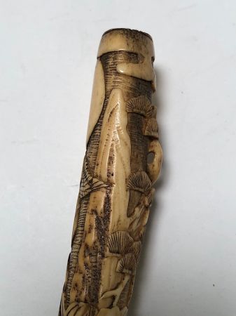 Japanese Kiseru zutsu Pipe-Case Carved Antler Circa Late 19th C 14.jpg