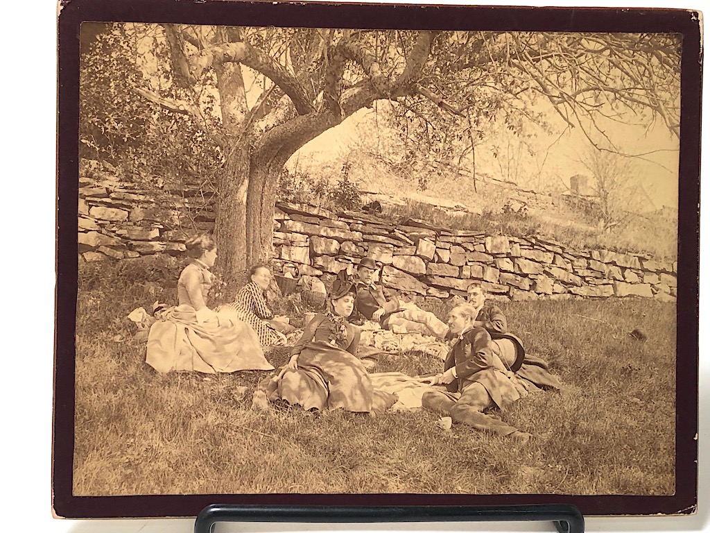 Large Cabinet Card of 3 Couples Having Picnic Beuatiful Clarity and Detail 3.jpg
