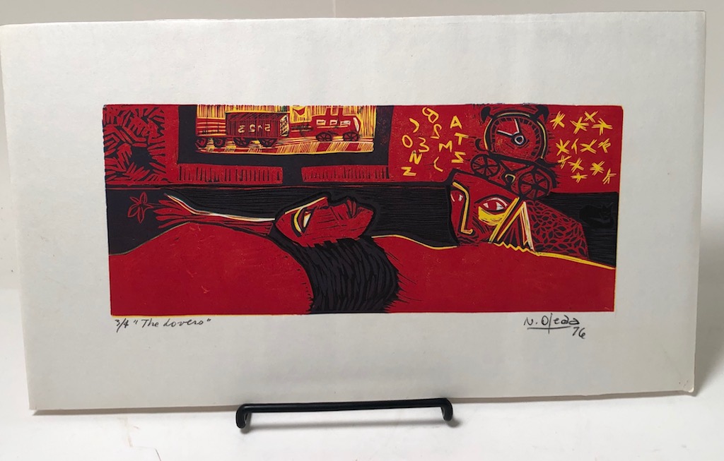 Naul Ojeda woodcut signed and numbered The Lovers 1976 4.jpg
