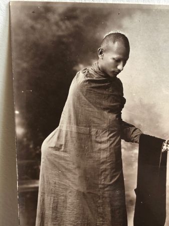 Siam Buddhist Priest with Skeleton Hand Real Photo Postcard 5.jpg