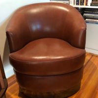 2 Vintage Mid Century Designed Karl Springer Leather Lounge Chairs Circa 1980s 6.jpg