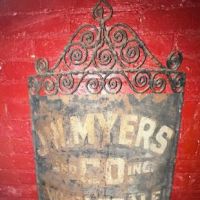 J. W. Myers and Co. Metal Grocery Store Sign Circa 19th c. 4 (in lightbox)