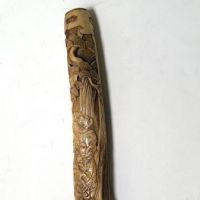 Japanese Kiseru zutsu Pipe-Case Carved Antler Circa Late 19th C 1.jpg