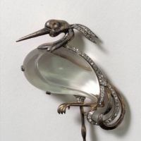 Trifari Alfred Philippe Heron Stork with Glass Belly and Rhinestone Pin Brooch 9.jpg