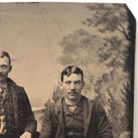 Two Men with Hand Tinted Watch Chains and Cowboy Hats Tin Type 6.jpg