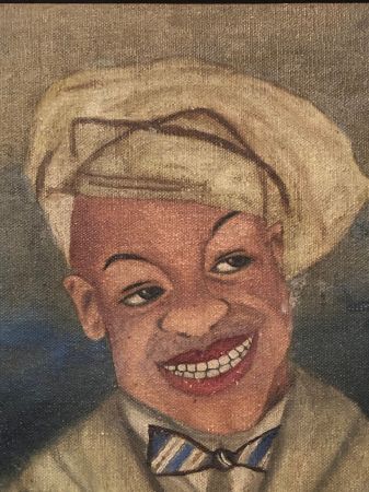 1920s Painting on Board Afrcian American Man with Beret Folk Art Frame 6.jpg