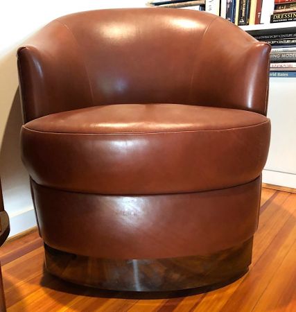 2 Vintage Mid Century Designed Karl Springer Leather Lounge Chairs Circa 1980s 2.jpg