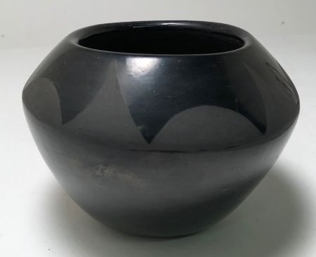 Black on Black Native American Pot Santa Clara Bowl By Gregorita Chavarria 7.jpg
