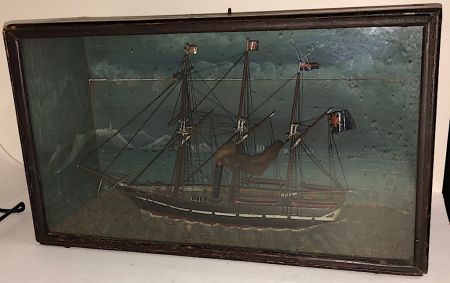 Merchant Ship Folk Art in Glass Box .jpg