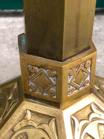 Pr of Brass Church Floor Candlesticks 12.jpg