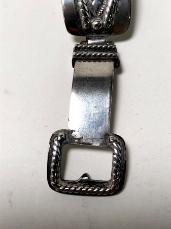 Pre WWII Silver Native American Silver Watch Band with Buckle Clasp 11.jpg