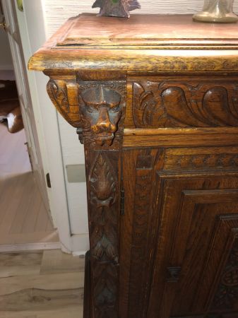 Renaissance Revival Oak 2 Door Cabinet 19th century 8.jpg