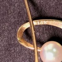 14K Gold Modernist Desgined Earrings with Pearl 3 (in lightbox)