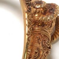 18k Gold Etruscan Revival Ram's Head Bracelet Earrings and Brooch Set 10.jpg