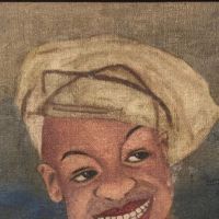 1920s Painting on Board Afrcian American Man with Beret Folk Art Frame 6.jpg