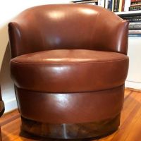 2 Vintage Mid Century Designed Karl Springer Leather Lounge Chairs Circa 1980s 2.jpg