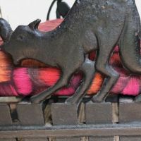 Art Deco Era Cast Iron Bench With Black Cats on Fence 16.jpg