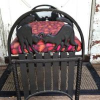 Art Deco Era Cast Iron Bench With Black Cats on Fence 3.jpg