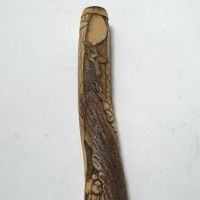 Japanese Kiseru zutsu Pipe-Case Carved Antler Circa Late 19th C 10.jpg