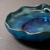 Louis Comfort Tiffany Blue Favrile Bowl LCT 1757 2 (in lightbox)