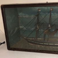 Merchant Ship Folk Art in Glass Box .jpg (in lightbox)