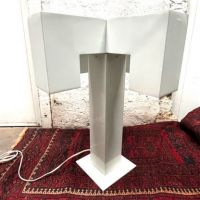 Mid Century White Metal Table Lamp Italian Modernist 4 (in lightbox)