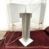 Mid Century White Metal Table Lamp Italian Modernist 4.jpg