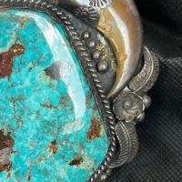 Navajo Bear Claw and Turquoise Massive Cuff 4.jpg