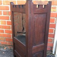 Victorian Walnut Glass Front Floor Cabinet Gothic Style 10.jpg