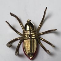 Vintage Large Red Bakelite Brass Spider Brooch Pin 6.jpg
