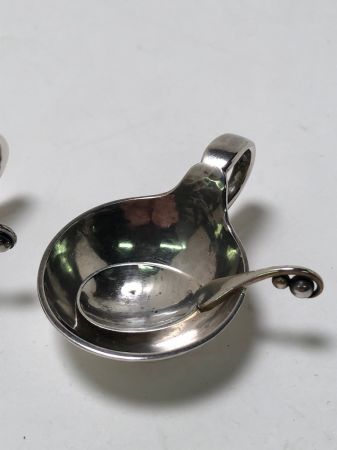 Two Georg Jensen 1928 Salt Cellar with Spoons Model 110 2.jpg