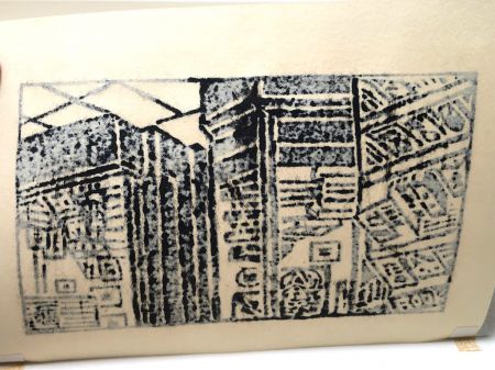 1963 Un'ichi Hiratsuka Woodcut Block Print Old Georgetown Bookstore 12.jpg