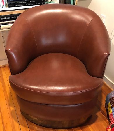 2 Vintage Mid Century Designed Karl Springer Leather Lounge Chairs Circa 1980s 3.jpg