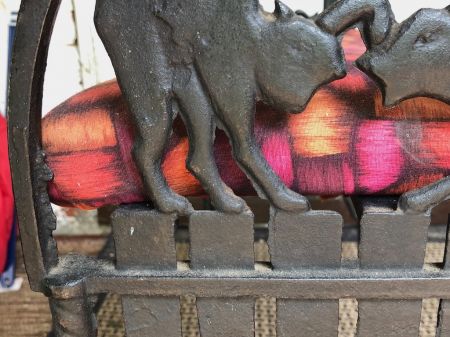 Art Deco Era Cast Iron Bench With Black Cats on Fence 17.jpg