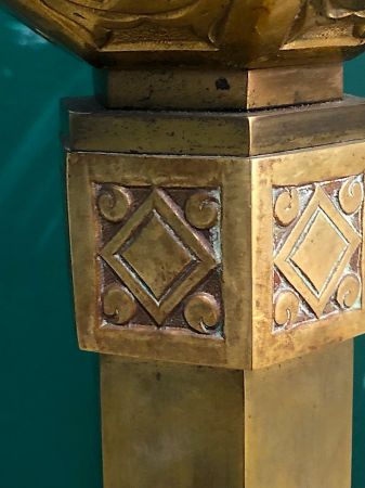 Pr of Brass Church Floor Candlesticks 13.jpg