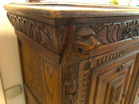 Renaissance Revival Oak 2 Door Cabinet 19th century 9.jpg