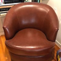 2 Vintage Mid Century Designed Karl Springer Leather Lounge Chairs Circa 1980s 3.jpg