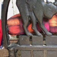 Art Deco Era Cast Iron Bench With Black Cats on Fence 17.jpg