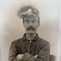 Cabinet Card of Daguerreotype Copy Civil War Era Man with Fur Hat  2 (in lightbox)