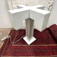 Mid Century White Metal Table Lamp Italian Modernist 5 (in lightbox)