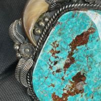Navajo Bear Claw and Turquoise Massive Cuff 5.jpg