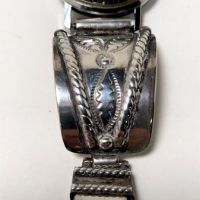 Pre WWII Silver Native American Silver Watch Band with Buckle Clasp 12.jpg