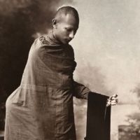 Siam Buddhist Priest with Skeleton Hand Real Photo Postcard 2.jpg (in lightbox)