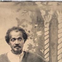 Tin Type of Poor African American Man with Painted Backdrop 9 (in lightbox)