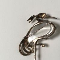 Trifari Alfred Philippe Heron Stork with Glass Belly and Rhinestone Pin Brooch 6.jpg