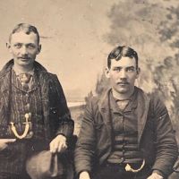 Two Men with Hand Tinted Watch Chains and Cowboy Hats Tin Type 3.jpg