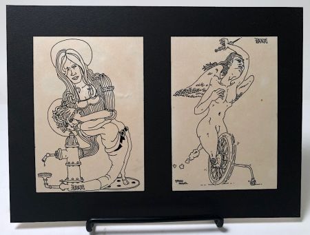 Two Original Ink Drawings by Ed Badajos Circa 1969 1.jpg