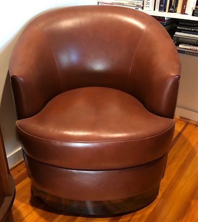 2 Vintage Mid Century Designed Karl Springer Leather Lounge Chairs Circa 1980s 4.jpg