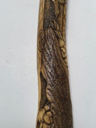 Japanese Kiseru zutsu Pipe-Case Carved Antler Circa Late 19th C 12.jpg
