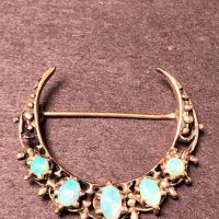 14k Gold Cresent Moon Pin with Opals  1.jpg